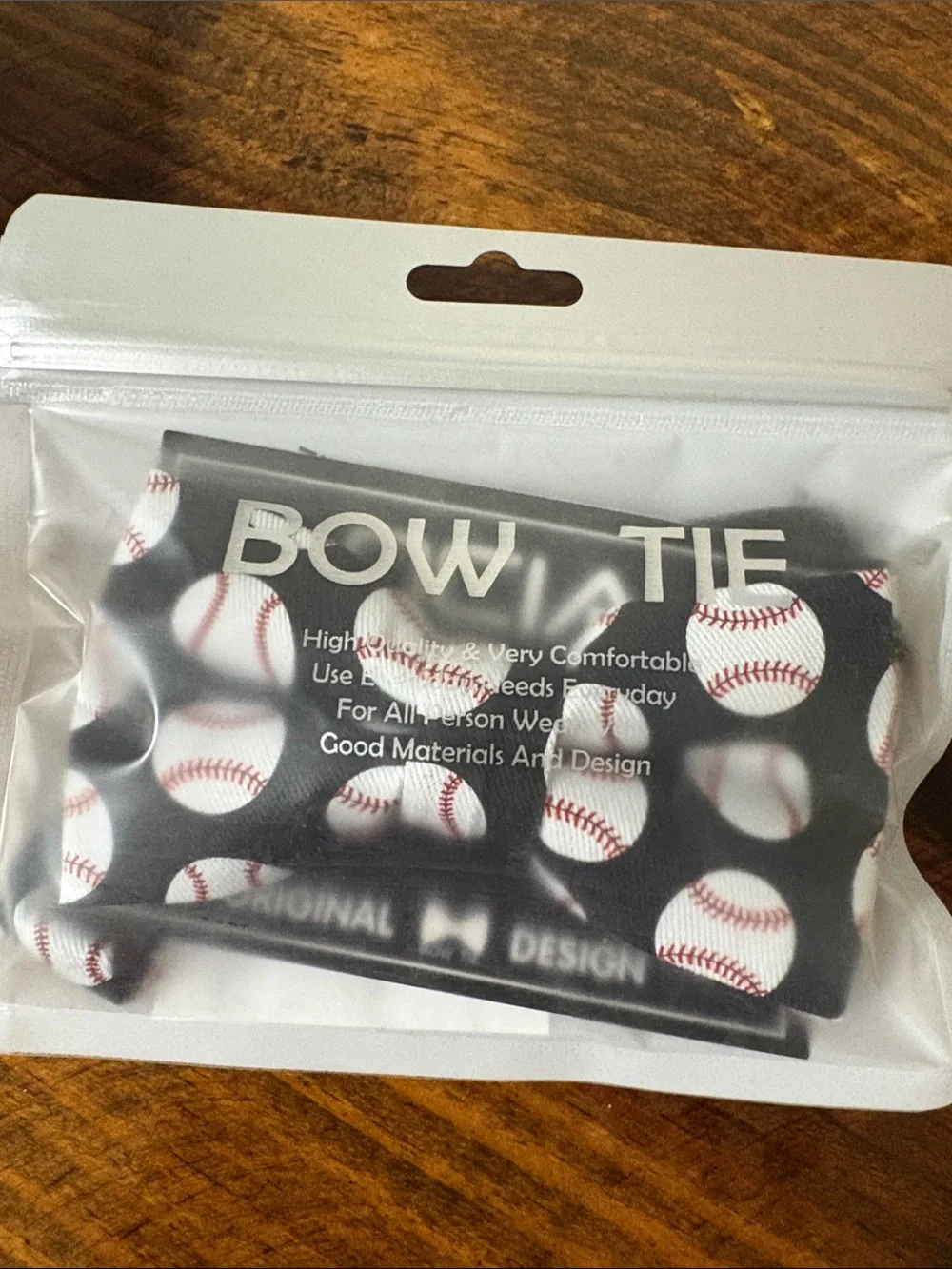 Youth/Kids Black Baseball Print Bow Tie (NWT)